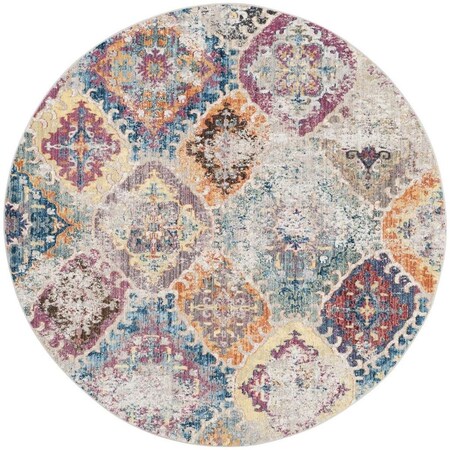 Safavieh 7 x 7 ft. Bristol Power Loomed Round Area Rug; Blue & Light Grey BTL351D-7R